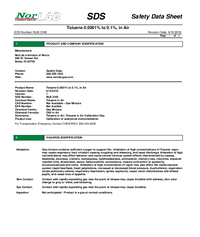 Thumbnail of document Data Sheet - Toluene Calibration Gas - 1294